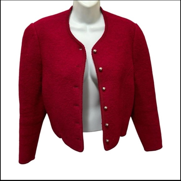 VTG The Eagles’s Eye Boiled Wool Cardigan Sweater Sz 12 Dark Berry Red Cozy Warm - Picture 8 of 8